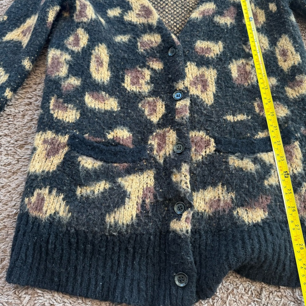 Free People Out Of Africa Wild Cat Wool Cardigan Sweater Oversized S $128 - Picture 11 of 13